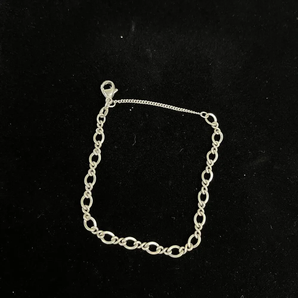 Vintage James Avery Sterling Silver Figaro Charm Bracelet Safety Chain 7